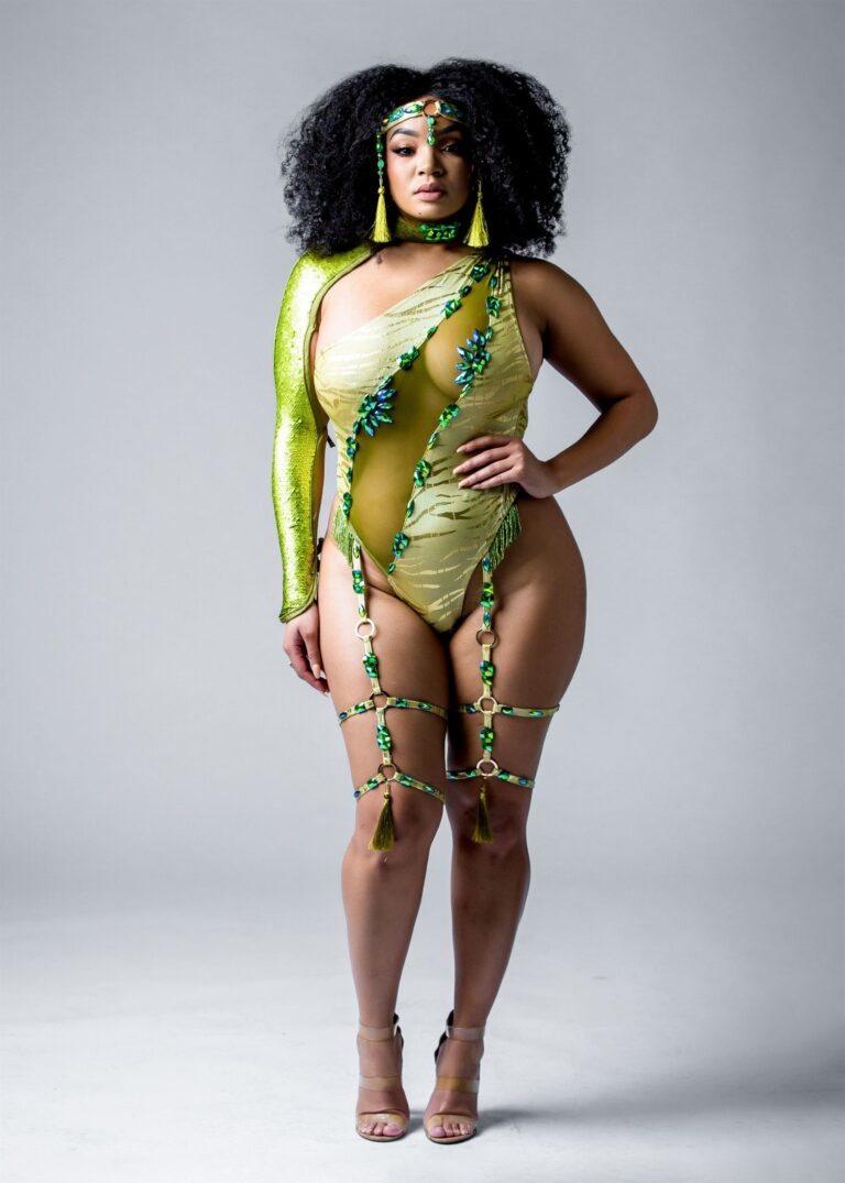 Aja Mesh Jeweled Bodysuit w/Jeweled Garter
